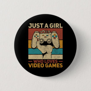 Badge Rond 5 Cm Juste une fille qui aime Jeux Vidéo Jeu Gaming App