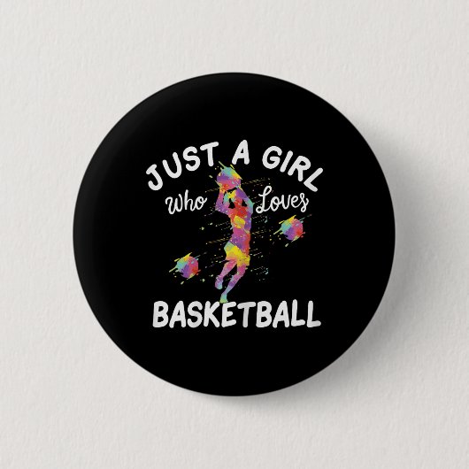 Badge Rond 5 Cm Juste Une Fille Qui Aime Le Basket-Ball (Devant)