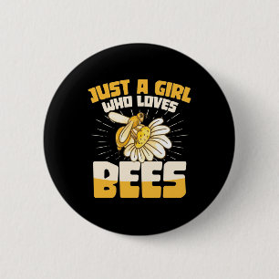 Badge Rond 5 Cm Juste une fille qui aime les abeilles