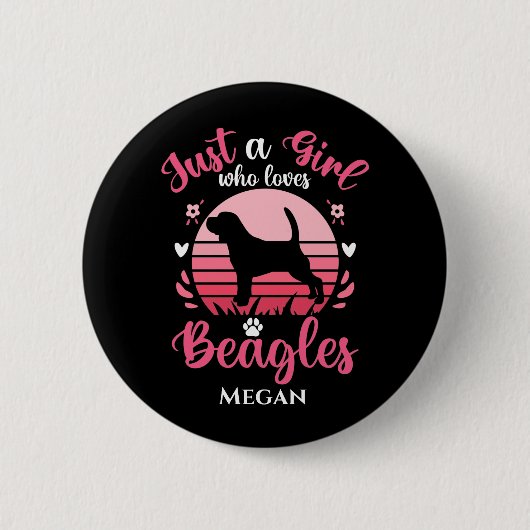 Badge Rond 5 Cm Juste une fille qui aime les Beagles Personnalisé (Devant)