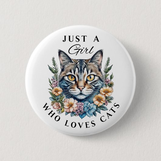Badge Rond 5 Cm Juste une fille qui aime les chats (Devant)