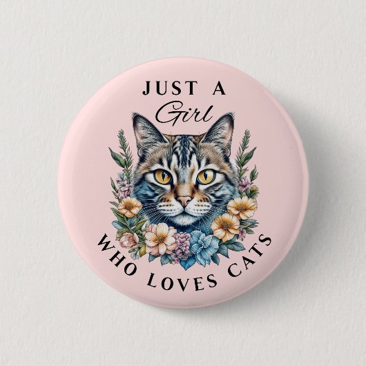 Badge Rond 5 Cm Juste une fille qui aime les chats (Devant)