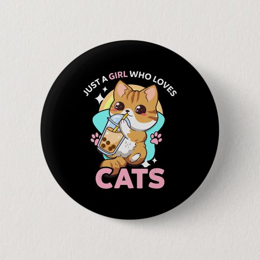 Badge Rond 5 Cm Juste Une Fille Qui Aime Les Chats Boba Bubble Mil (Devant)