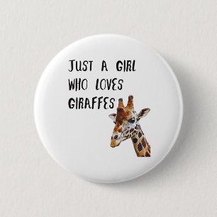 Badge Rond 5 Cm Juste une fille qui aime les girafes, animal migno