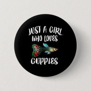 Badge Rond 5 Cm Juste une fille qui aime les guppies Aquarium Pois