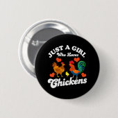 Badge Rond 5 Cm Juste Une Fille Qui Aime Les Poulets Agritourisme (Devant & derrière)