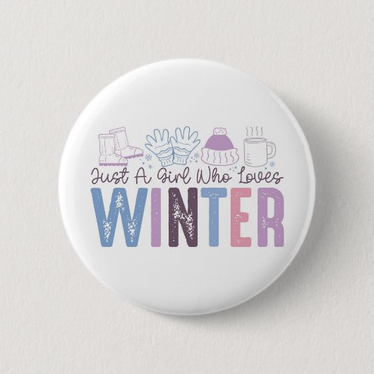 Badge Rond 5 Cm Juste une fille qui aime l'hiver mignonne design s (Devant)