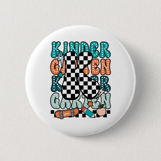 Badge Rond 5 Cm K Kindergarten Teacher Checkered Back To School Ki (Devant)