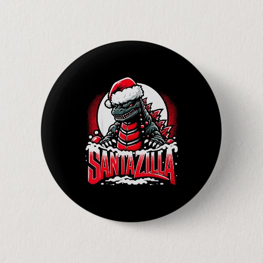 Badge Rond 5 Cm Kaiju Christmas Santazilla Japanese Monster Dinosa (Devant)