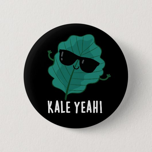 Badge Rond 5 Cm Kale Ouais Funny Veggie Pun Dark BG (Devant)