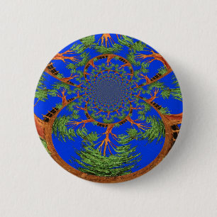 Badge Rond 5 Cm Kaleidoscope Acacia Arbre Art Imprimer/Graphique