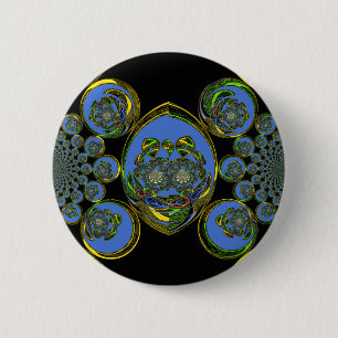 Badge Rond 5 Cm Kaleidoscope bleu et jaune Imprimer