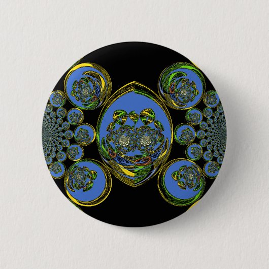 Badge Rond 5 Cm Kaleidoscope bleu et jaune Imprimer (Devant)