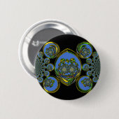 Badge Rond 5 Cm Kaleidoscope bleu et jaune Imprimer (Devant & derrière)