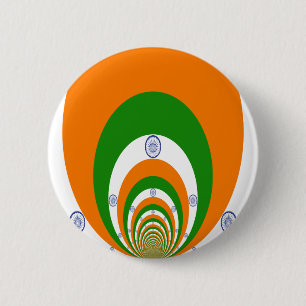 Badge Rond 5 Cm Kaleidoscope du drapeau de l'Inde : Unité & Patrio