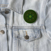 Badge Rond 5 Cm Kaléidoscope vert de floraison (En situation)