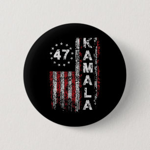Badge Rond 5 Cm Kamala 47 Kamala47 Président Usa America Drapeau 2