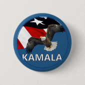 Badge Rond 5 Cm Kamala avec aigle et drapeau (Devant)