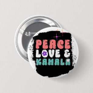 Badge Rond 5 Cm Kamala Harris 2024 pour le Président Bouton Groovy