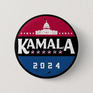Badge Rond 5 Cm Kamala Harris 2024 vintage pour l'élection préside