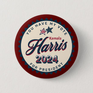 Badge Rond 5 Cm Kamala Harris 2024   Vous avez mon vote