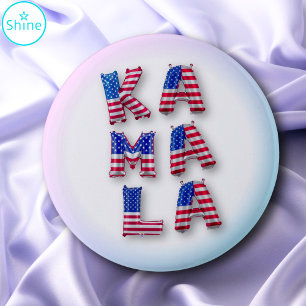 Badge Rond 5 Cm Kamala Harris American Flag Balloon Alphabets mign