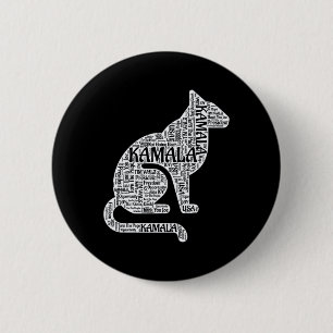 Badge Rond 5 Cm Kamala Harris Chat Mot Cloud Joy Hope 47 Président