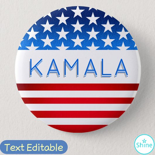 Badge Rond 5 Cm Kamala Harris Election USA Drapeau moderne Texte p