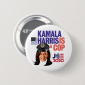 Badge Rond 5 Cm Kamala Harris est un flic (Devant & derrière)
