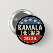 Badge Rond 5 Cm Kamala Harris Et L'Entraîneur (Devant & derrière)