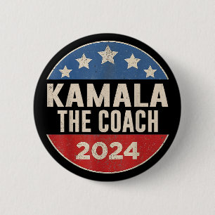 Badge Rond 5 Cm Kamala Harris Et L'Entraîneur