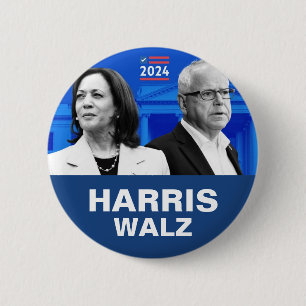 Badge Rond 5 Cm Kamala Harris et Tim Walz 2024