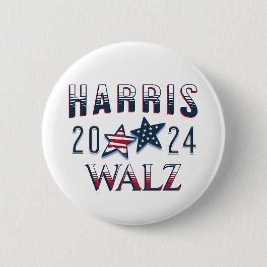 Badge Rond 5 Cm Kamala Harris et Tim Walz 2024 (Devant)
