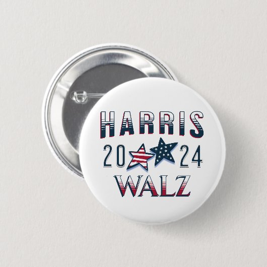 Badge Rond 5 Cm Kamala Harris et Tim Walz 2024 (Devant & derrière)