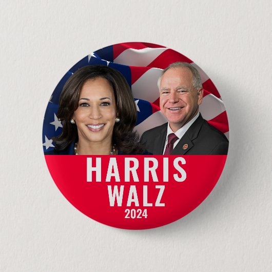 Badge Rond 5 Cm Kamala Harris Et Tim Walz 2024 (Devant)