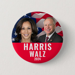 Badge Rond 5 Cm Kamala Harris Et Tim Walz 2024