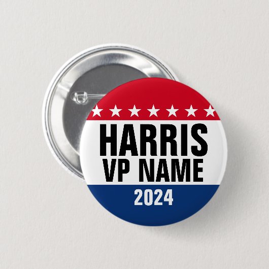 Badge Rond 5 Cm Kamala Harris et Vice Pres 2024 - Design classique (Devant & derrière)