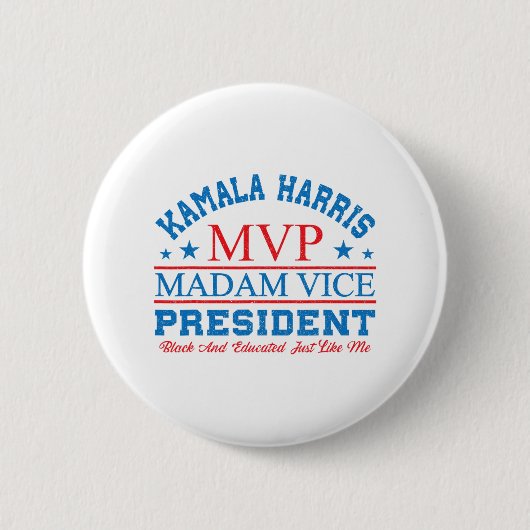 Badge Rond 5 Cm Kamala Harris Mvp Madame La Vice-Présidente Black (Devant)