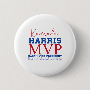Badge Rond 5 Cm Kamala Harris Mvp Madame La Vice-Présidente Black 