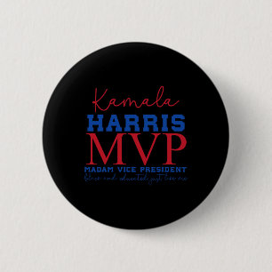 Badge Rond 5 Cm Kamala Harris MVP Madame la Vice-Présidente Noire 