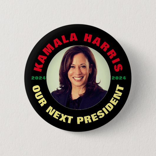 Badge Rond 5 Cm Kamala Harris Notre prochain président (Devant)