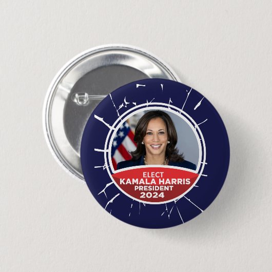 Badge Rond 5 Cm Kamala Harris pour le Bouton Président 2024 (Devant & derrière)