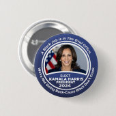 Badge Rond 5 Cm Kamala Harris pour le président 2024 (Devant & derrière)