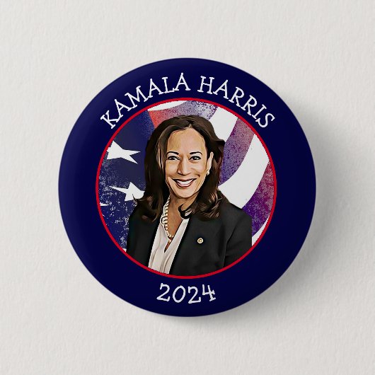 Badge Rond 5 Cm Kamala Harris pour le président 2024 (Devant)