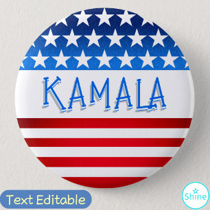 Badge Rond 5 Cm Kamala Harris Supporter Ventilateurs bénévoles Tex