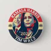 Badge Rond 5 Cm Kamala Harris Tim Walz 2024 (Devant)