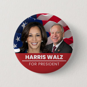 Badge Rond 5 Cm Kamala Harris Tim Walz 2024