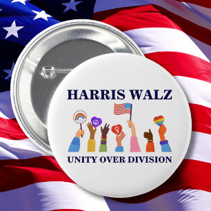 Badge Rond 5 Cm Kamala Harris Tim Walz Unité de division