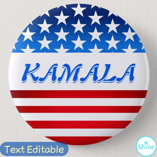 Badge Rond 5 Cm Kamala Harris USA Drapeau Personnalisé Texte Élect