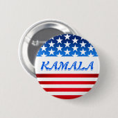 Badge Rond 5 Cm Kamala Harris USA Drapeau Personnalisé Texte Élect (Devant & derrière)